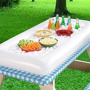 Inflatable Ice Buffet Serving Bars Salad Trays Food Drink Holder Cooler Containers With Drain Plug For Indoor Outdoor BBQ Picnic Pool Summer Party Supplies