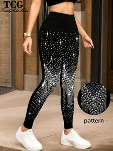 Women's High Waist Yoga Pants, Star Pattern Digital Print, Stretchy Fitness for Autumn Winter, Casual Wear & Dance, Comfy Stretchy Leggings