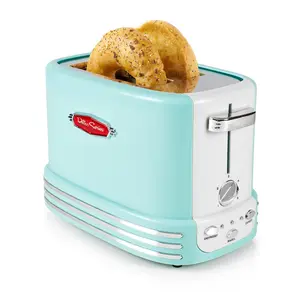 Retro 2-Slice Toaster Aqua Extra-Wide Slots 5 Browning Levels Lighted Controls Cord Storage Easy Clean Up