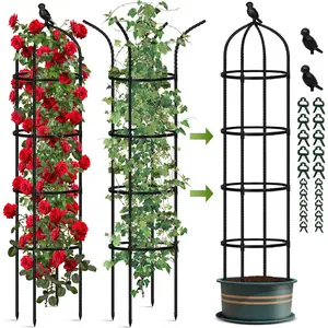 Garden Obelisk Trellis for imbing  Outdoor, 6 FT Tomato Cage, Rose, , Grape, Pea, Cucumber Trellis, Rustproof Plastic Coated Metal  Support Trellis for Potted  (1)