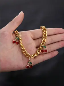 Cherry Keychain Bag Charm, Cherry Bracelet Purse Decoration, Car Key Ring Holder, Stylish Accessory for Bags and Keys, Trendy Cute Keychain, Alloy