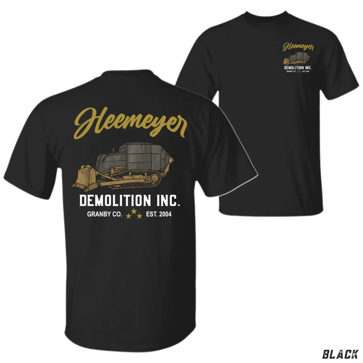 Heemeyer Demolition Dozer Graphic Tee, Plus Size Y2K Industrial Streetwear, Double Sided Print Heavy Machinery Men Summer T-Shirt