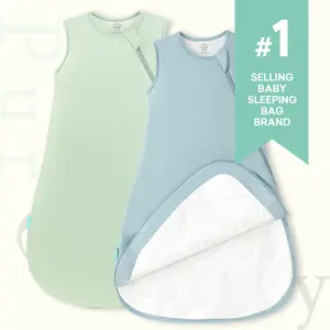 PurComfy 2-pack Bamboo Baby Sleep Sack 0.5/1.0/2.5 TOG, Premium Soft Wearable Sleepwear, 2-Way Safe Zipper Sleepsacks, Easy Care, For NewBorn Baby 0-24 Months