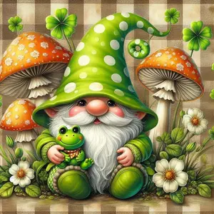 5D DIY Full Drill Round Diamond Painting - Diamond Art Kit Gnome, Mushroom, Frog Mosaic, Canvas - DIY Decorative Painting, Home Wall Decor, Suitable for Halloween and Christmas, Birthday and Anniversary Gifts, Diamond Painting Kits