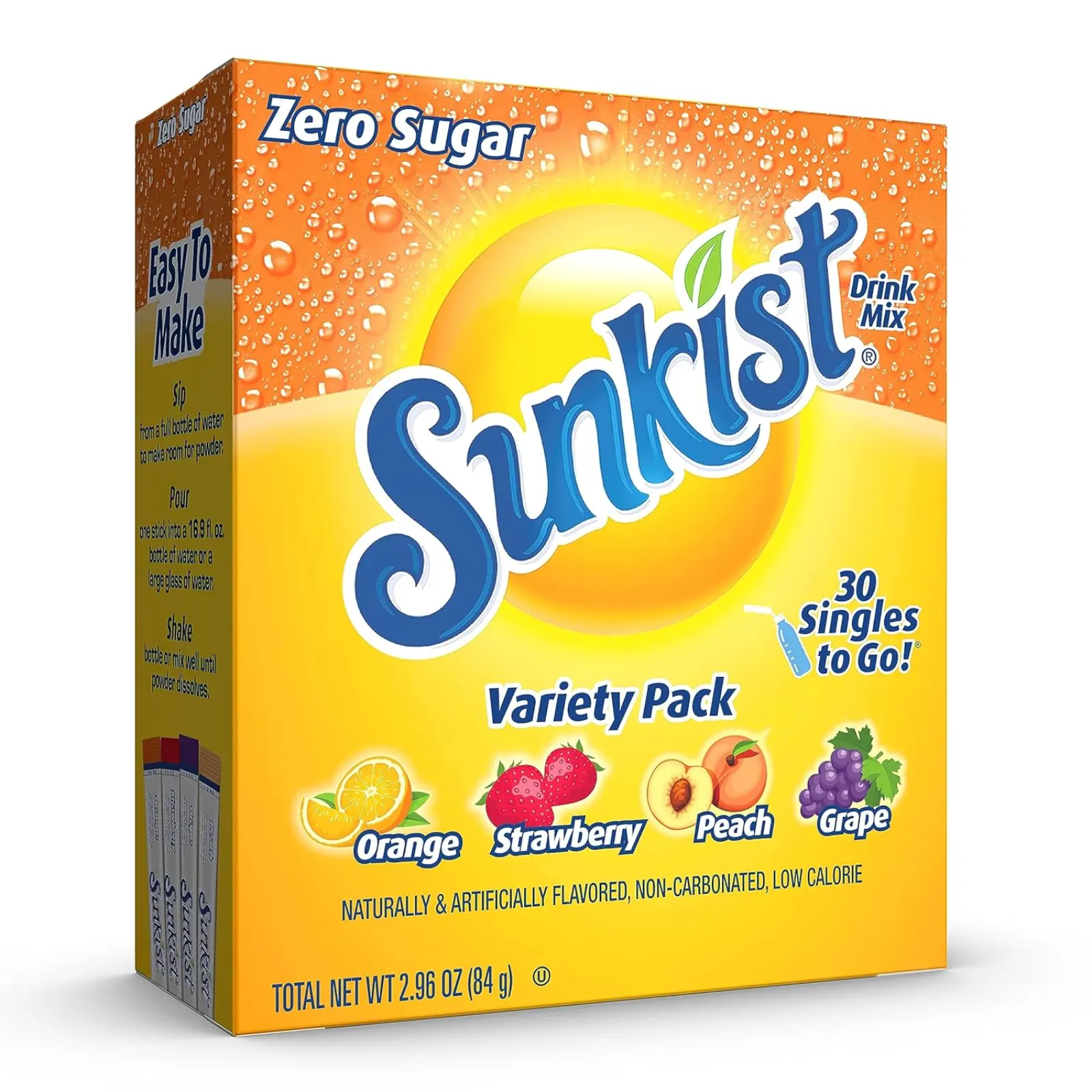 Sunkist Soda Variety Pack, Singles To Go Orange, Strawberry, Grape and Peach (30 Total Sticks) Sunkist Soda Variety Pack, Singles To Go Orange, Strawberry, Grape and Peach (30 Total Sticks)