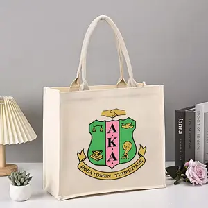 Alpha Kappa Alpha Sorority Crest Print Tote Bag Elegant Canvas Reusable Shopping Bag Perfect for Sorority Members  College Campus Use  Greek Life Enthusiasts  Ideal Graduation Gift  Sorority Celebrations  Back to Sc