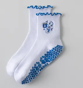 Winter Melody Snowman embroidered grip socks｜non-slip socks | original design | yoga, pilates, lagree, barre socks