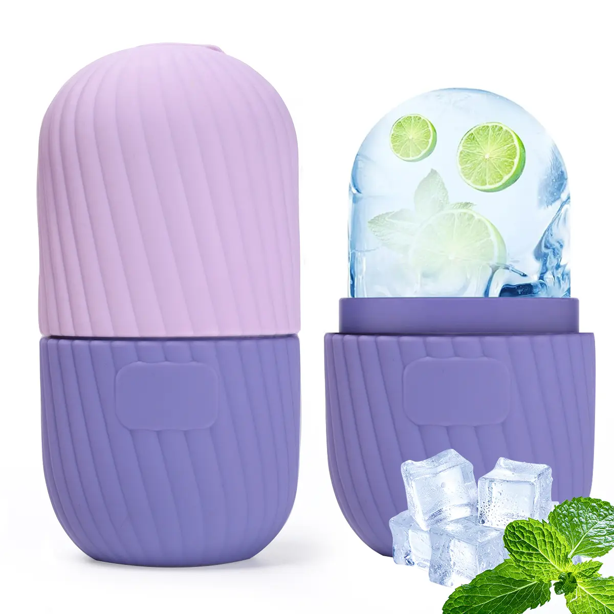 Ice Roller for Face, Eyes & Neck, Reusable Silicone Massager to De-Puff Eye Bags, Tighten Pores & Reduce Migraine Pain, Skin Care Tool, Cucumber Water Cool, Lemonade Whitening