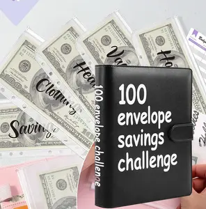 100 Envelopes Money Saving Challenge, Savings Challenges Book with Envelopes & Challenge Tracker, Motivational Process to Save $5050, Money Saving Binder 100 Pocket Pre-numbered
