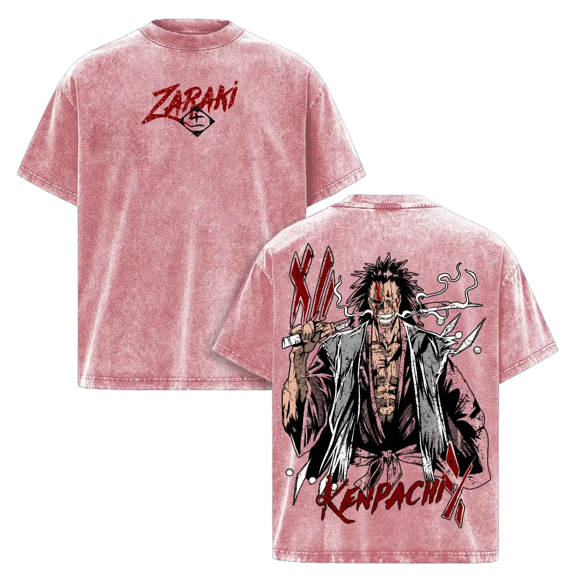 Kenpachi Zaraki Oversized Tee – Bleach Anime Graphic T-Shirt, Vintage Washed Acid Wash Cotton Shirt, Dark Anime Streetwear, Soft Casual Unisex Apparel, Manga Fan Gift, Kenpachi Soul Reaper Aesthetic Top