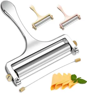 Stainless Steel Wire Cheese Slicer With 3 Extra Wires Adjustable Thickness, Handheld Cheese Block Cutter for Cheddar, Gruyere, Raclette, Mozzarella
