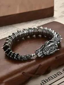 1 piece of the new dragon bone three-dimensional men's bracelet, featuring traditional Chinese style and retro craftsmanship, with a hip-hop and bold new Chinese style, exquisite and creative texture, trendy zodiac-themed bracelet for both men and women.