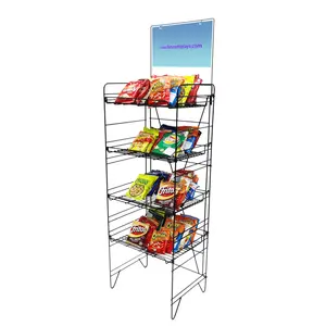 FixtureDisplays® 18.7X13.3X58.7" Beverage Rack Wire Shelf 4 level Magazine Newspaper Publication Stand Soda Packaged Goods Bakery 11490-NEW-NF
