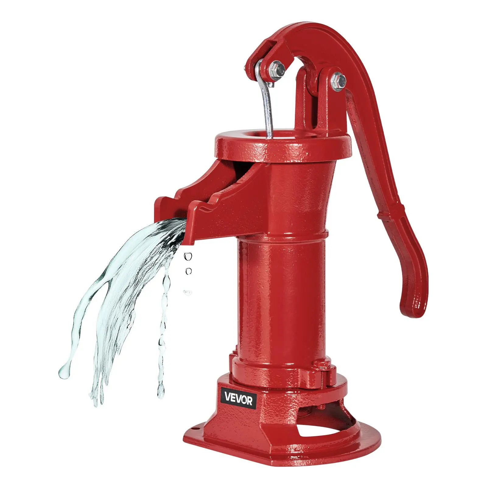 【summerfinds】VEVOR Well Hand Pitcher Pump, 25 ft Maximum Lift, Antique Cast Iron Manual Hand Water Pump, NPT 1-1/4 in Connection, Easy Installation, Old Fashioned for Outdoor Garden, Pond, Backyard, Farm, Red