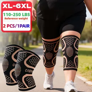 2 pieces/1 pair of reinforced and elastic compression knee pads, copper knee pads suitable for obese and plus size individuals, copper fiber and copper ion knee pads in sizes XL-6XL, Sports Knee Brace