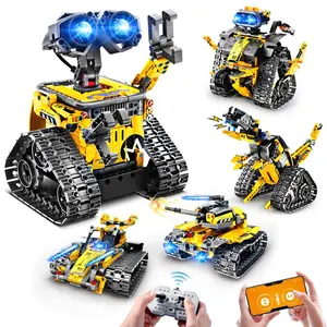 HOGOKIDS 5-in-1 Robot Building Set, RC Wall Robot/Engineer Robot/Mech Dinosaur, Remote & APP Controlled STEM Toys for Boys & Girls 6-12 (520 Pcs)