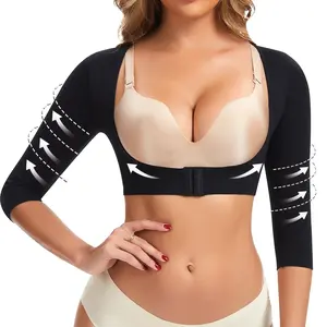 3/4 Sleeve Open Bust Arm Shaper for Women Post Surgery Arm Compression Sleeves Arm Fajas Front Closure Shapewear Bras Womenswear Corset Tank Top Compression Garments