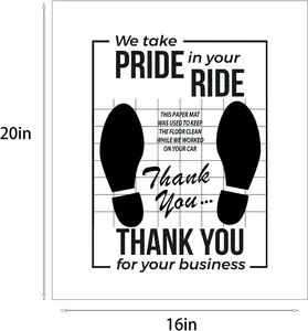 White Car Paper Floor Mats,50Pcs Vehicles Disposable Floor Pads, Automotive Mat Covers Protector,Detailing Detail Wash,Temporary Sticky 16x20inch Car Accessories, Accessories For Car