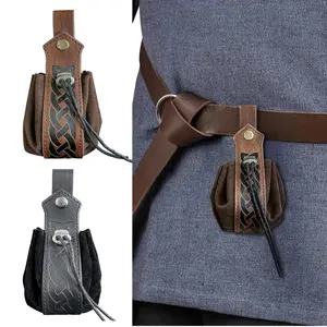 Fashion Viking Style Medieval Pouch Bag, Retro Waist Bag with Belt Hooks, Waist Packs, Ideal for Coin & Small Item Storage, Compact Design