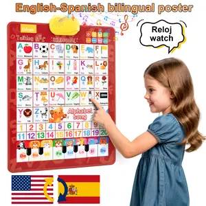 CHERMORY Screen-Free Bilingual English-Spanish Talking Alphabet Poster for Toddlers 1-6 - Montessori Sensory Toy & Interactive Wall Chart - Educational Gift for Preschool Learning Classroom Decoration Affordable Pencil Art Stickers