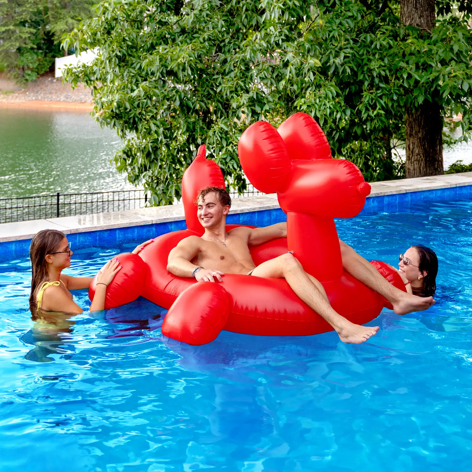 BigMouth Giant Balloon Animal Inflatable Pool Float - 5 ft Long Red 3.9 lb Lightweight Novelty Toy, 73.2x57.5x47.2 in Water Float for Summer Birthday Party, 12 Years Above Inflatable Floater