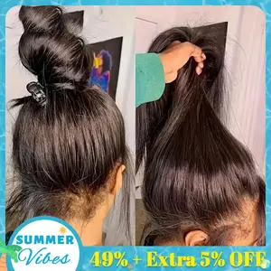 Bling Hair 360 Full HD Lace Wigs Human Hair Pre Plucked Straight Transparent Swiss Lace Frontal Wig for Black Women Body Wave Natural Color 180% Density with Baby Hair #Summervibes