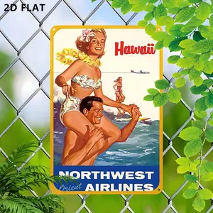 Exquisite Iron Artistic Wall Decoration, Dancing in Hawaiian Beach Design, 8x12 Inch for Home & Office Decor, Summer Holiday Sign & Plaque