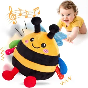 Baby Toy for 6 + 12 18 Months – Crawling Musical Dancing Bouncing Learning Bee Plush, Interactive Tummy Time Toy for 1 2 3 Year Old Boys Girls Birthday