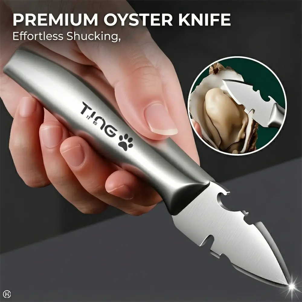 Stainless Steel Oyster Knife Opener Tool, Commercial Grade Shell Opener, Professional Oyster Shucking Kit, Durable Seafood Utensil, Kitchenware Kitchen Gadgets Blade