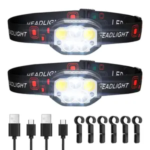 VEVOR 2 Pack Headlamps, Bright LED Rechargeable Headlight, Lightweight Head Flashlight with 12 Lighting Modes Motion Sensor, Adjustable Headband, Head Lamps for Camping, Running, Hiking, Fishing