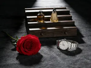 4 Tier Wooden Cologne Organizer with Drawer Storage and Hidden Compartment, Rustic Perfume Display Stand perfumes  rack