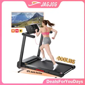 【DealsForYouDays】JAGJOG 4.5HP Folding Treadmill with 18% Auto Incline, 400 LBS Capacity, 10MPH Max Speed, Smart App & LED Display, Portable Foldable Treadmill for Home Office with 12 HIIT Programs & Heart Rate Monitor summerwins