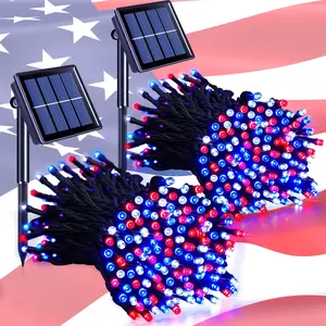 1/2 sets of solar string lights, July 4th activity light string, Independence Day decorative light string, outdoor waterproof, 8 modes, multi-color fairy lights for gardens, courtyards, Christmas trees, and Christmas decorations, Solar Led Lights