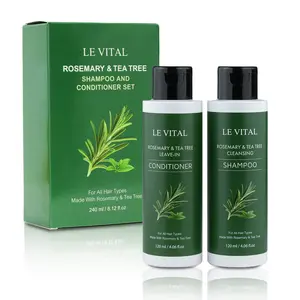 Le vital Rosemary & Tea Tree Hair Care Set – Natural Shampoo and Leave-In Conditioner for Fine Oily Damaged Hair, Deep Cleansing Scalp Care, Fluffy Soft Finish with Botanical Fresh Scent, 120ml x 2 Gift Box