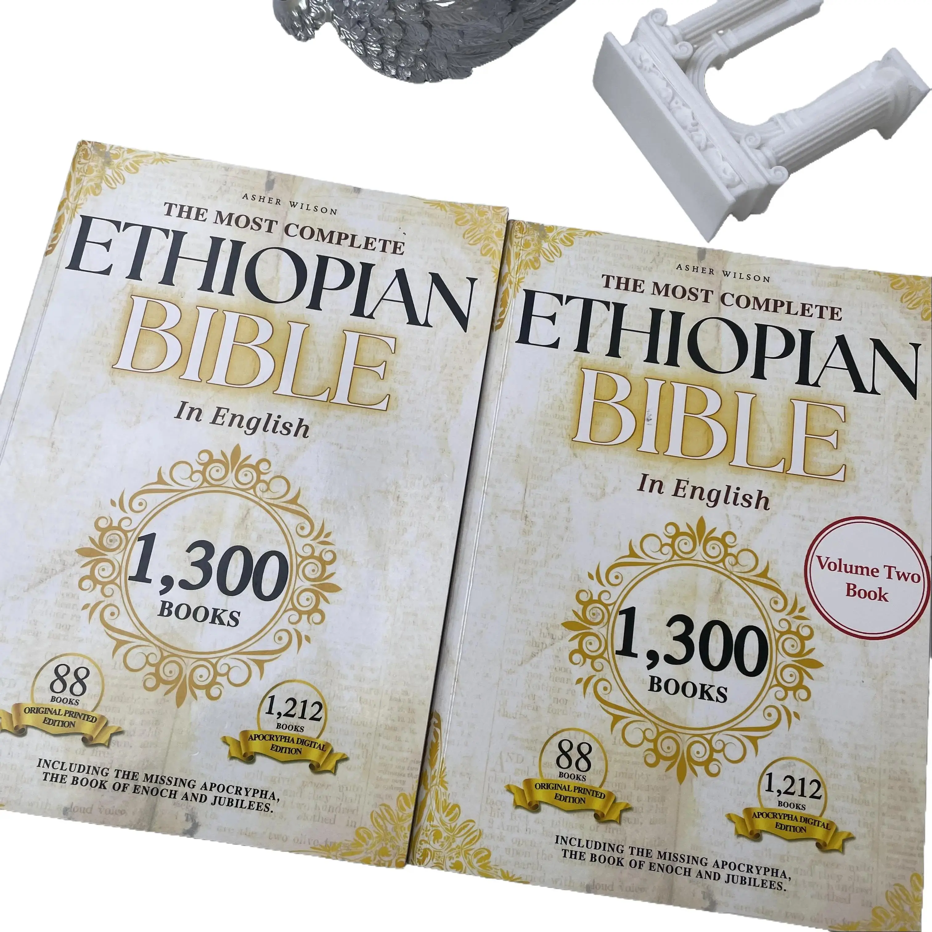 2-Volume Magnificent Edition Ethiopian Bible Set, Complete 157-Volume English Collection with Lost Apocrypha & Rare Ancient Biblical Texts, Religious Philosophy Reading Book, Self-Reflection & Self-Improvement Study Guide, Ideal Office Gift Book