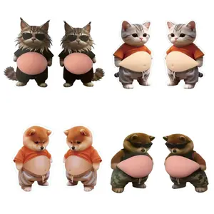 4 Sheets 8 Pieces 3D Dog and Cat Belly Soft Gel Anti-Collision Protection Pads, Decorative Stress Relief Stickers for Phone, Laptop, Fridge, Door Handle