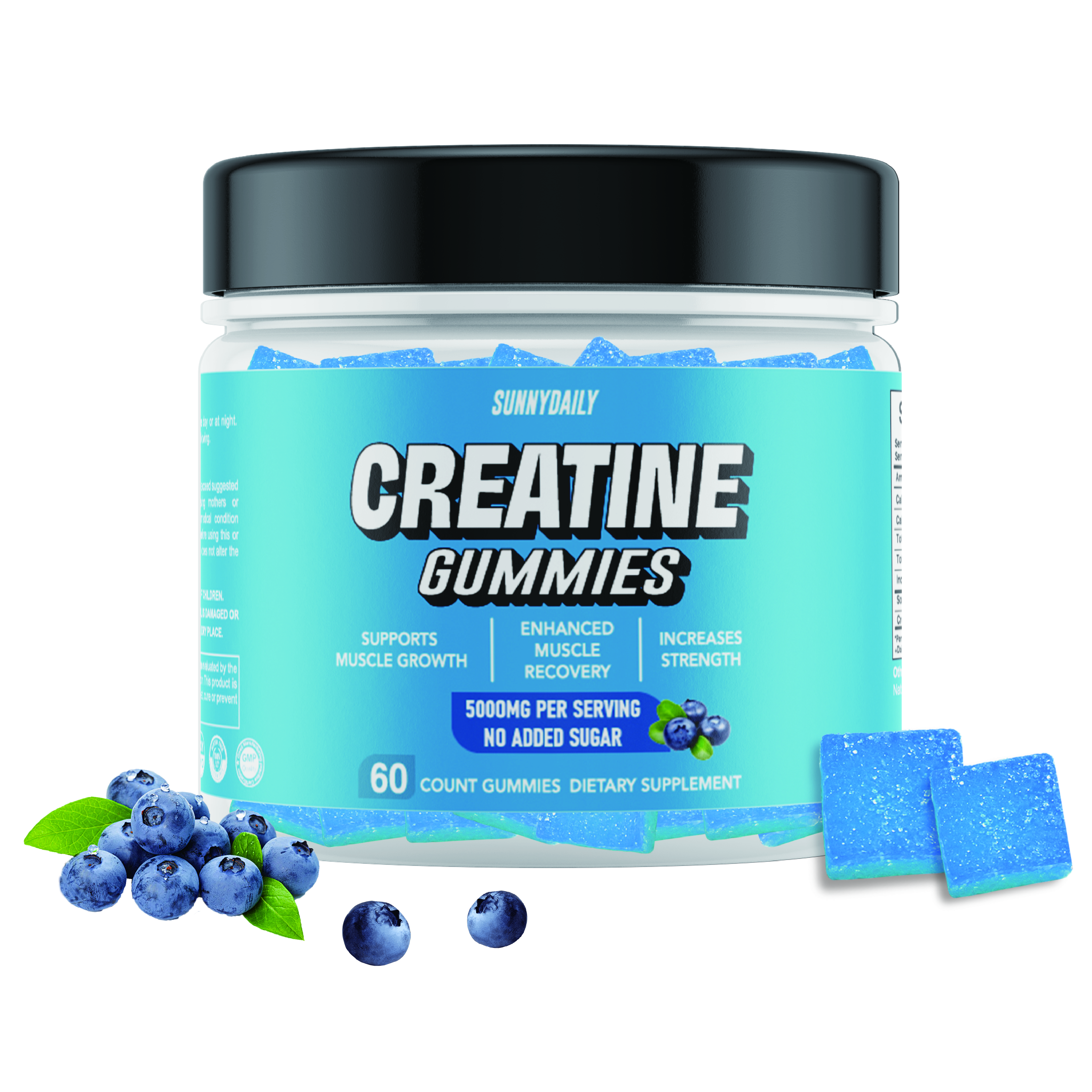 SUNNYDAILY Creatine Gummies - 5g Creatine Monohydrate Per Serving Increase Stren...