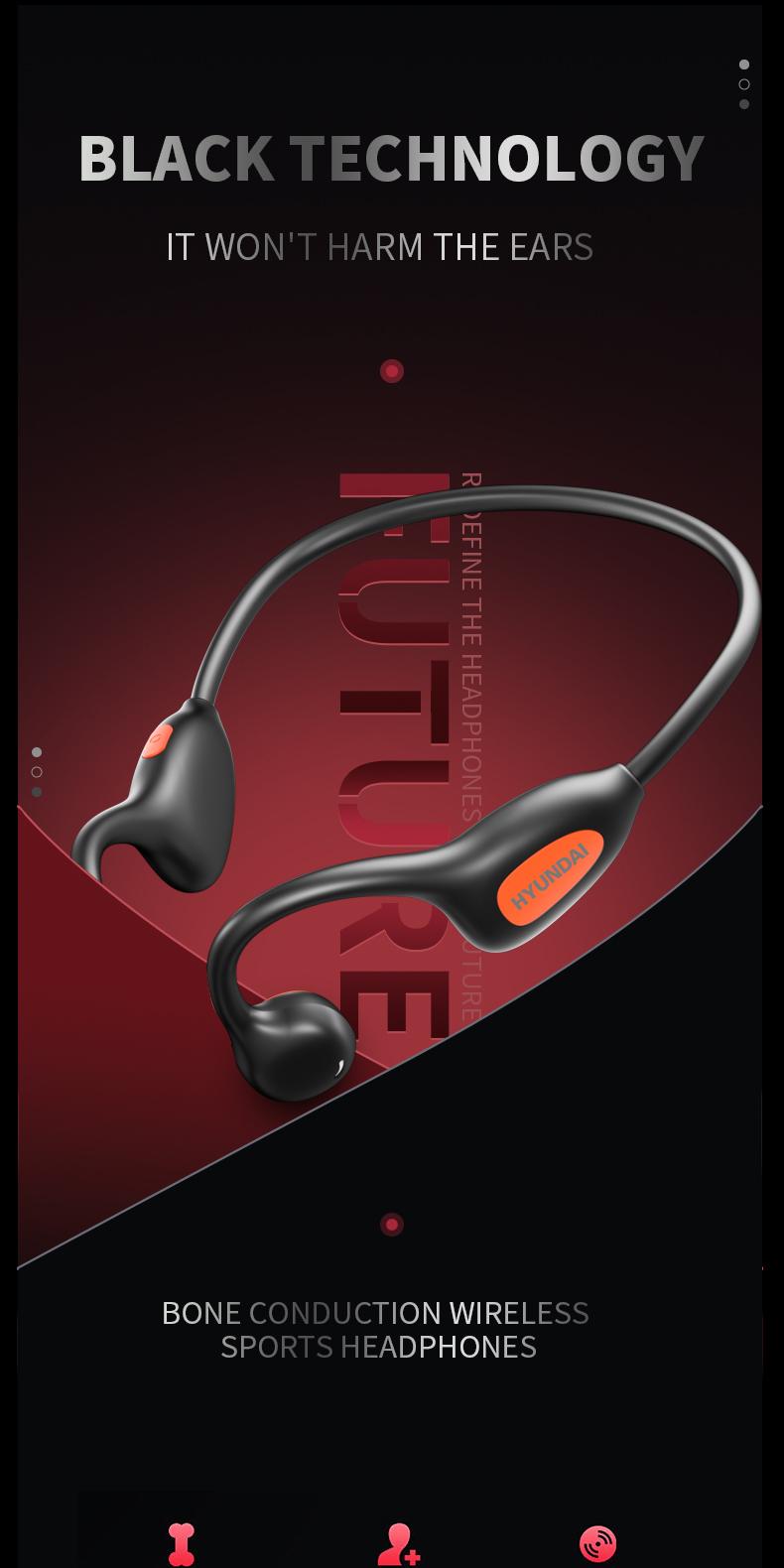 HYUNDAI WS17 Kids Open-Ear Wireless Headphones, Bluetooth 6.1, Waterproof Air Conduction Neckband, Lightweight & Comfortable, Ergonomic Design for Kids, Safe Hearing Protection, Wireless Headset for Study, Music & Calls, Compatible with Android & iOS