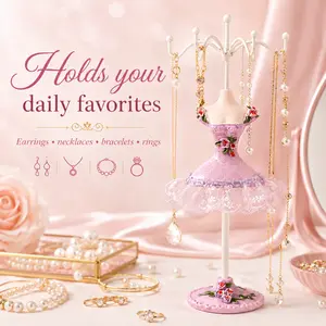 Jewelry Display Stand, Display Rack Stand Holder Necklace Storage Polyresin Doll Holder with Rotatable Bracket Bracelet Organizer Rack Tower Decor for Girls, Towers Multifunctional Stackable Sturdy Gold Plated necklace Large Stainless Steel Layered Cross
