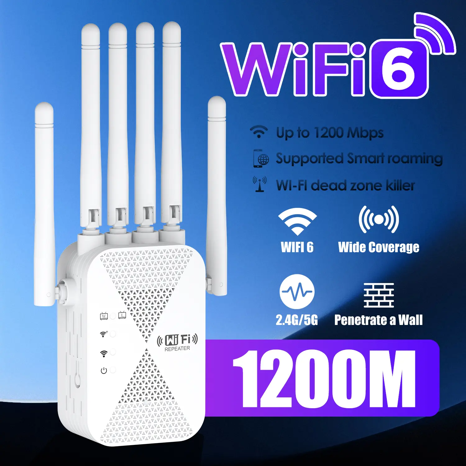 Dual Band WiFi6 Network Adapter Antenna, 1200Mbps 2.4G&5G Wireless WiFi Card, Plug-In Wall Design No Extra Wiring, High Gain Signal Booster Antenna for Desktop PC, Villa & Apartment Remote Room Internet, Streaming & Remote Working Network Extender