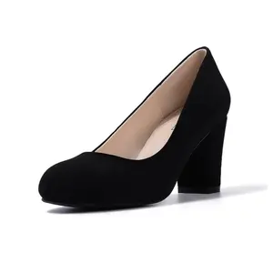 IDIFU Women's Shirley Dress Low Top Chunky Heel Shoes Closed Round Toe Shoes for Wedding Office Evening Party Women's High Heels Classy Girl jessica  rabbit Chunky High