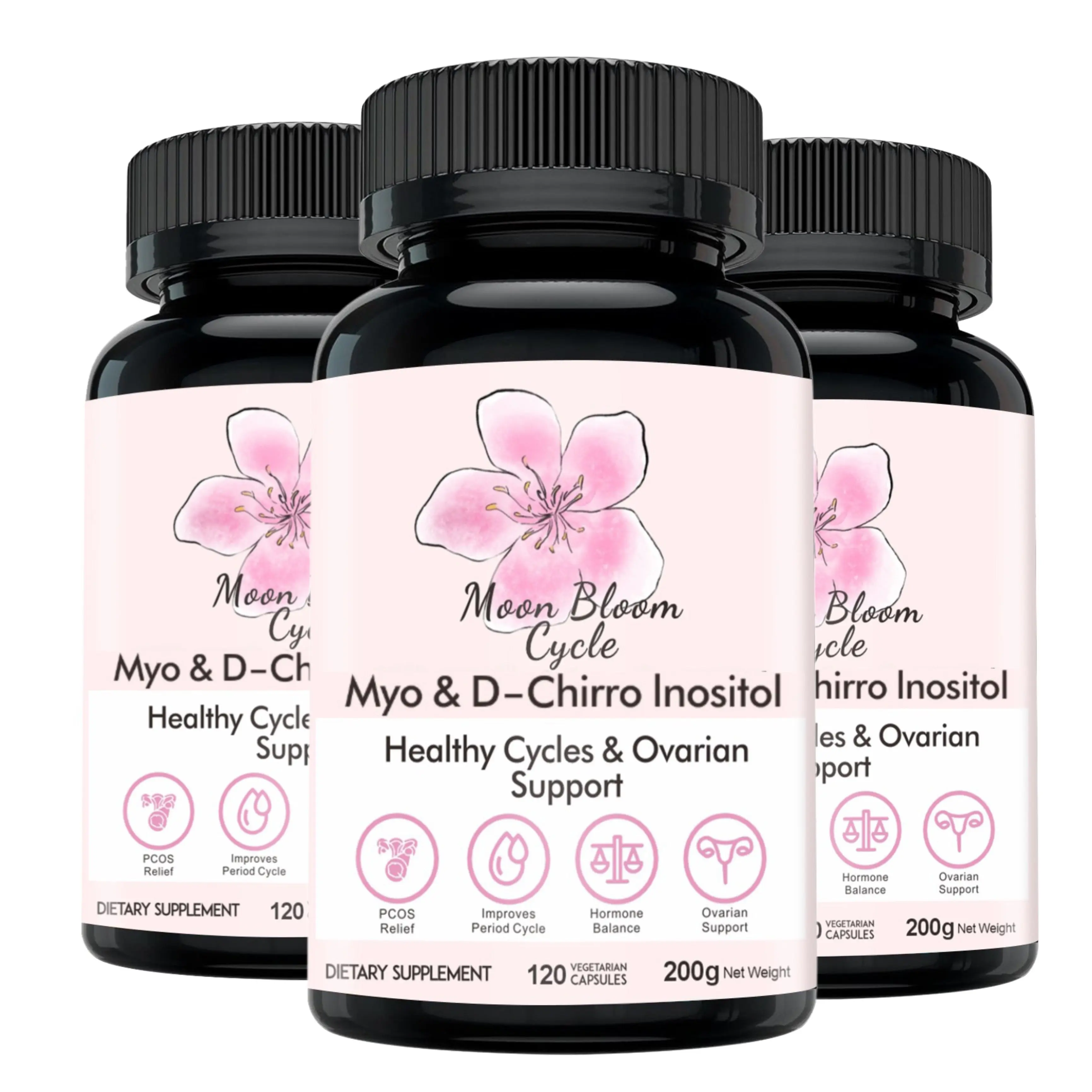 Moon Bloom Cycle Pills (3-Month Supply) | Myo-Inositol, D-Chiro Inositol, CoQ10, Vitamin D3, Vitamin B6, Vitamin B12, Folate & Magnesium Glycinate