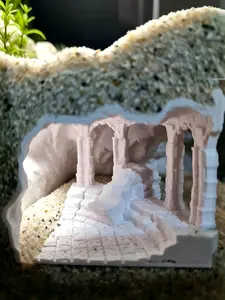 Underwater Temple Aquarium Decorative Accessory, Small Fish Cave for Freshwater & Saltwater Tanks, Enhances Aesthetics & Reduces Sand Pressure