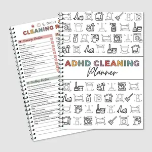 ADHD Cleaning Planner Bundle for Adults & Teens, Daily Weekly Monthly Chore Chart & Checklist, Cleaning Schedule Notebook for Home Organization
