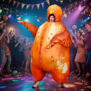 Funny Turkey Costume Inflatable Suit, Youth Adult Size Fits 155-185cm, Includes Fan & Battery Box, Perfect for Halloween, Thanksgiving, Christmas Parties Cosplay