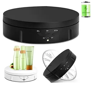 360 Degree Electric Rotating Turntable,Battery/USB Power Supply for Photography Product Shows (Black 5.74 inches /22LB Load) 360 photo booth  360-Degree  Bear Cord Picture Plug Smartphone Rechargeable Camera  360-Degree Electric Turntable Display Stand