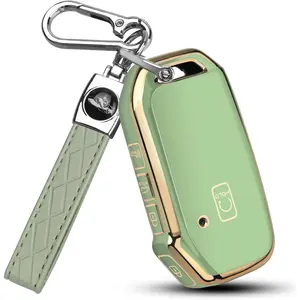 for KIA Key Fob Cover Case with Keychain for 2019 2020 2021 2022 Kia K5 Sorento Telluride etc (1 OR NO BUTTON ON FRONT SURFACE ONLY) (Green)