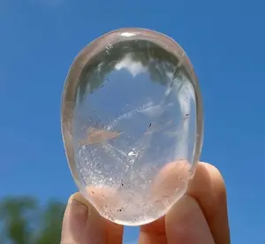 Clear Quartz Palm Stone - Clear Quartz Stone - Polished Clear Quartz Oval Palm Stone - Tumbled Clear Quartz Crystal - Crystal Quartz Palm