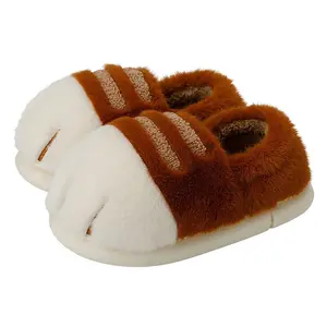 Cat Paw Slippers Cat Paw Slippers Winter Warm Furry Bedroom House Shoes Funny Cat Paw Shoes for Indoor