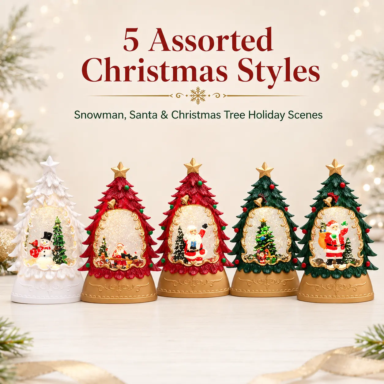 Plastic Christmas Tree Glowing Lantern Lights - Indoor Recreation Holiday Decor, Santa-Themed Night Lights for Children's Gifts